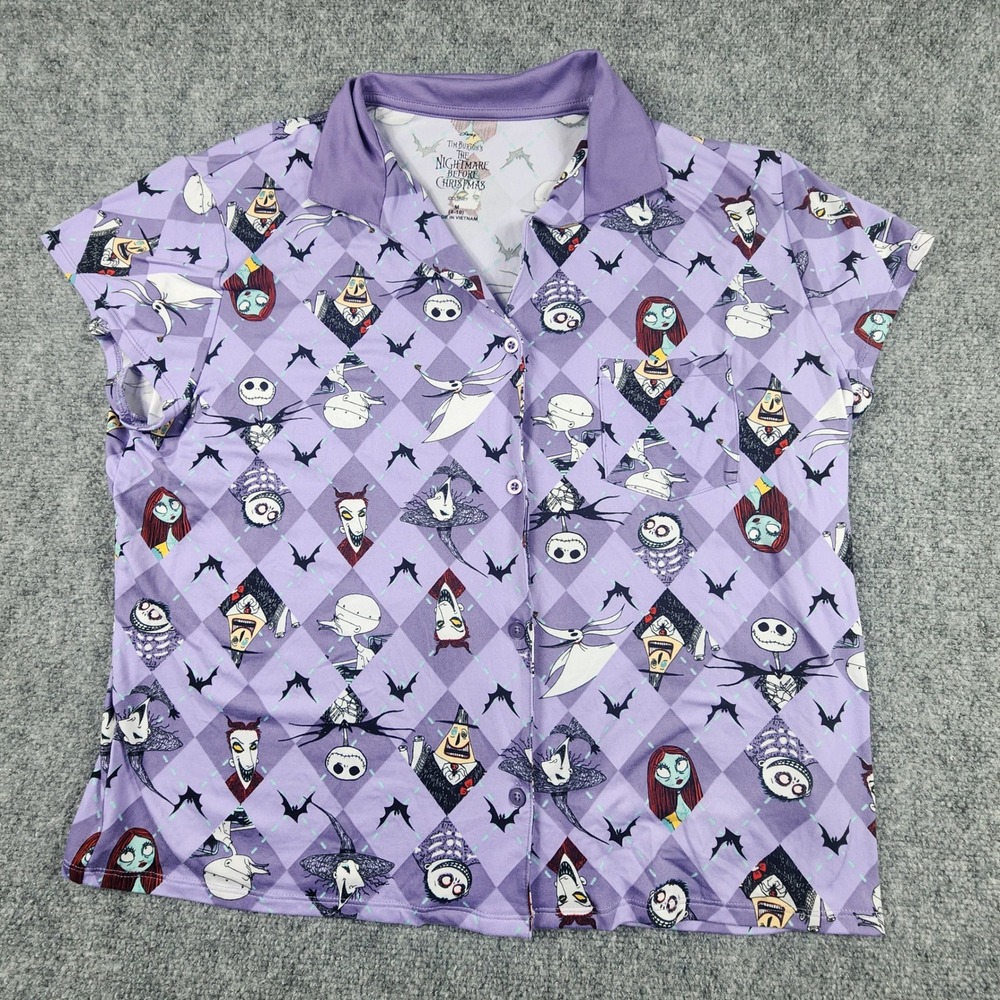 Disney Nightmare Before Christmas Pajama Top Purple Jack Skellington Medium